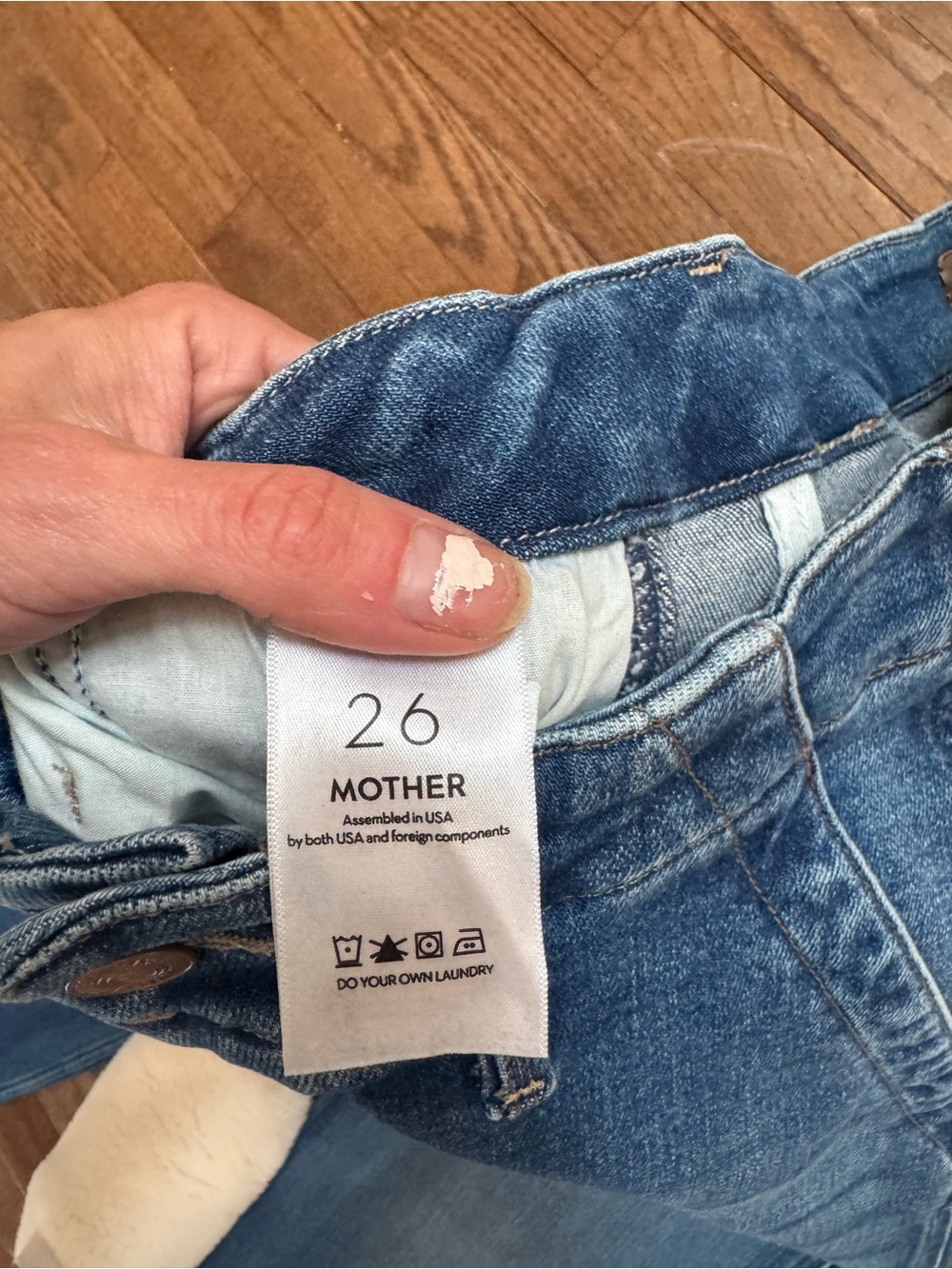 MOTHER Denim The Major Zip Skimp High Rise Jeans in Medium Blue Wash - Picture 7 of 15